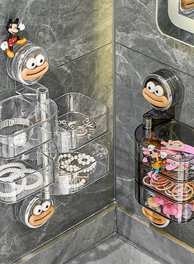 吸盘旋转发饰收纳盒卫生间壁挂墙儿童发夹发卡头绳皮筋头饰首饰盒