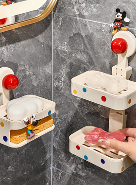 吸盘肥皂盒沥水皂盒壁挂式免打孔家用高档浴室卫生间香皂盒置物架