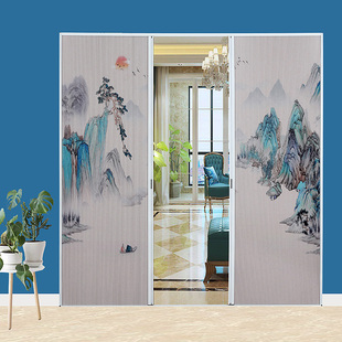 折叠推拉蜂巢门帘浴室卧室楼梯口厕所厨房门免打孔简易隐形隔断帘