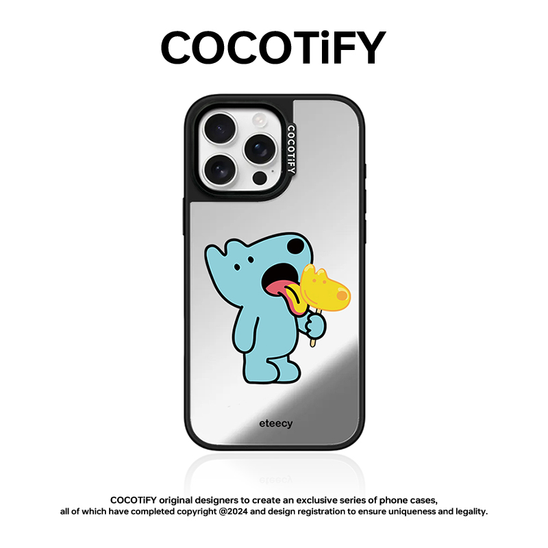 COCOTIFY适用苹果16pro手机壳卡通小蓝狗快乐糖果iPhone15promax镜面14plus创意高级13新款12磁吸11防摔边框