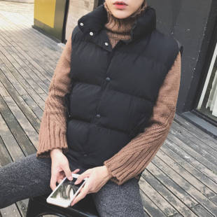 情侣社会快手红人精神小伙纯黑马甲男士冬季保暖背心韩版无袖外套