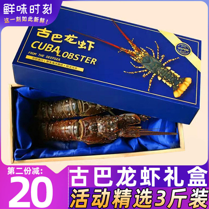 古巴龙虾鲜活速冻大花龙虾特大澳洲龙虾年货礼盒海鲜大礼包