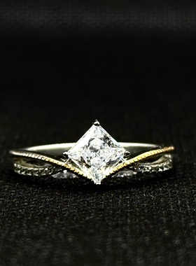 双色公主方一克拉方形戒指