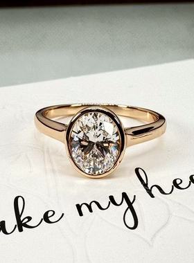 山月围镶椭圆人工钻女士钻戒