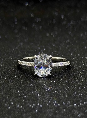 微镶椭圆2克拉戒指时尚新款