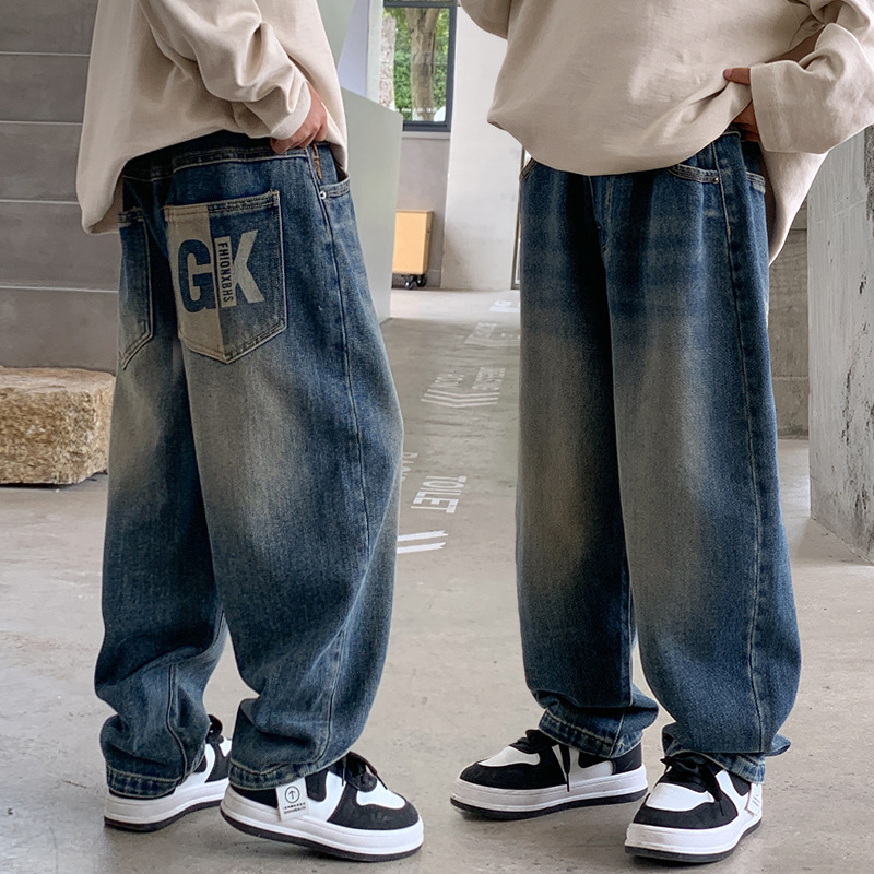 男童秋装裤子儿童牛仔裤春秋季2025新款中大童休闲长裤青少年男孩