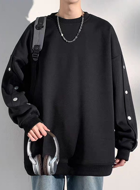 卫衣男2025秋季新款美式潮牌重磅纯色基础款oersize宽松休闲外套