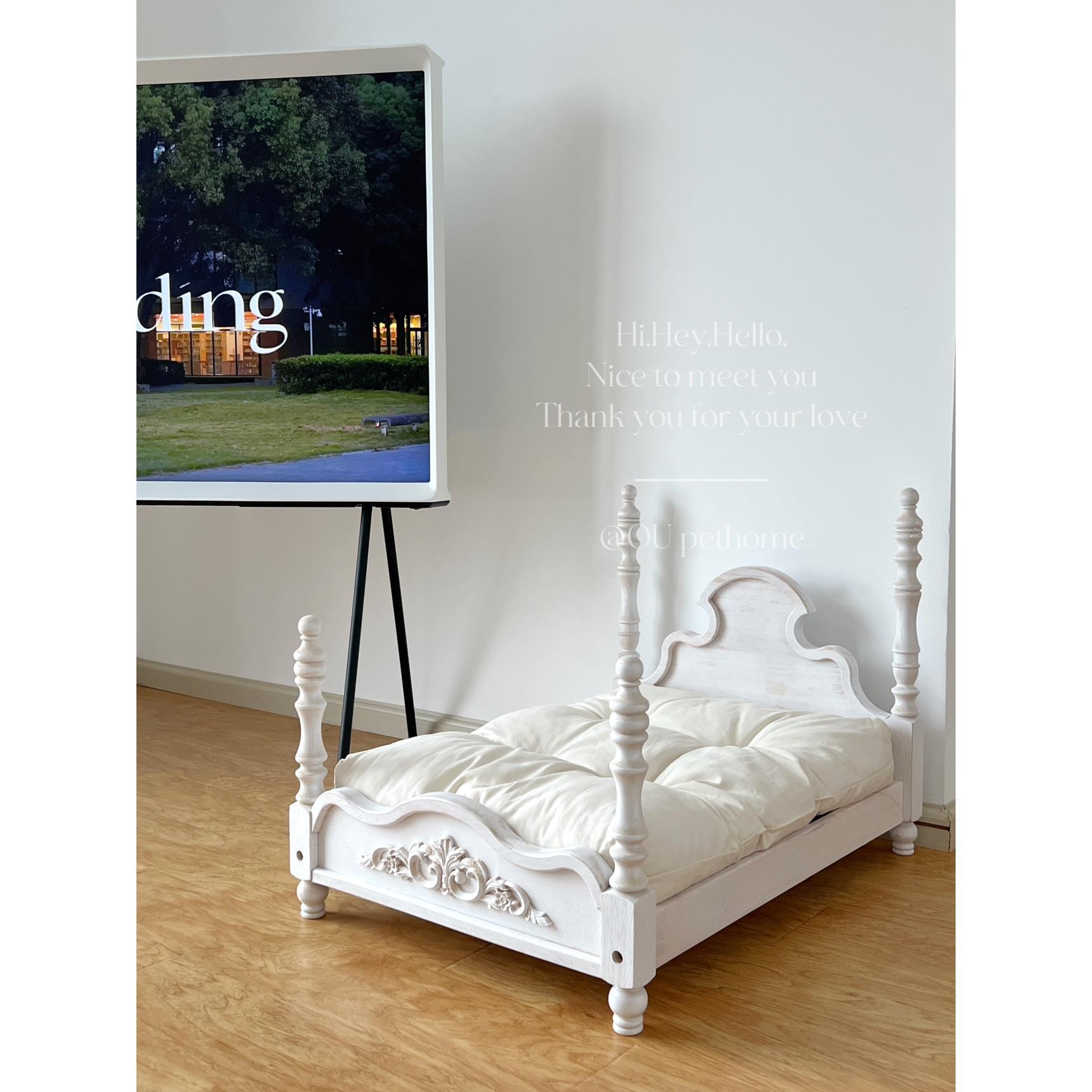 【OU】宠物罗马小床橡木实木狗窝猫窝网红宠物床下单送换洗罩包邮