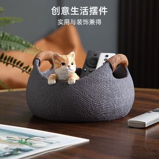 慧心巧聚猫咪桌面收纳摆件创意客厅家居饰品玄关摆设乔迁新居礼品