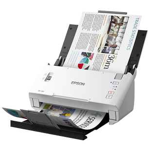 Epson爱普生 DS-410 扫描仪高速彩色自动进纸双面扫描办公文档文件连续批量纸张保护馈纸式拼接扫描A3文件