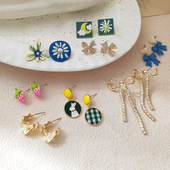 韩国简约日常唯美小众设计感耳钉复古新潮流行耳环耳饰不参与满赠