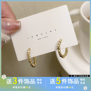 S925银针简约个性C字耳钉气质小众镀真金耳环潮流新款铜材耳饰930