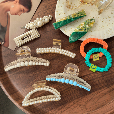 福利优惠新款简约小众发夹发饰抓夹气质时尚发绳耳圈不参与满赠