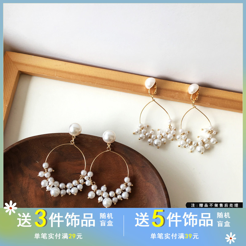银针日韩风流苏新款潮圆形珍珠