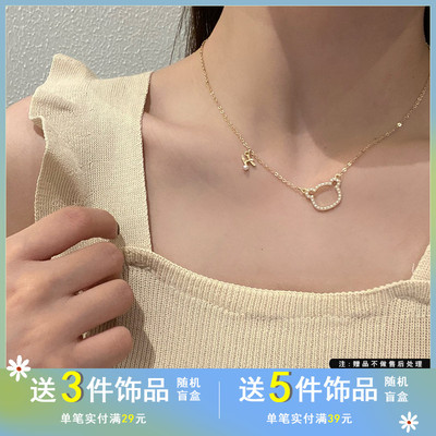 可爱猫咪项链个性设计感H字母