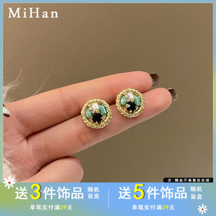 S925银针气质简约几何耳钉时尚早春新款耳环ins风小清新耳饰3946