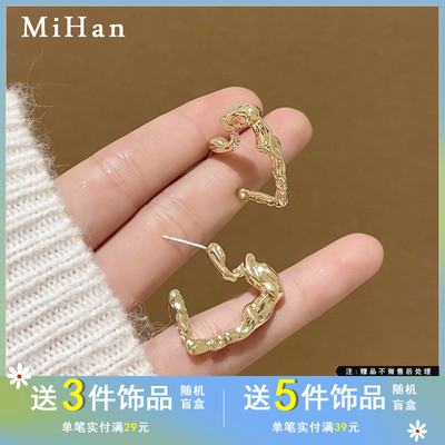 个性不规则爱心耳圈ins风金属感