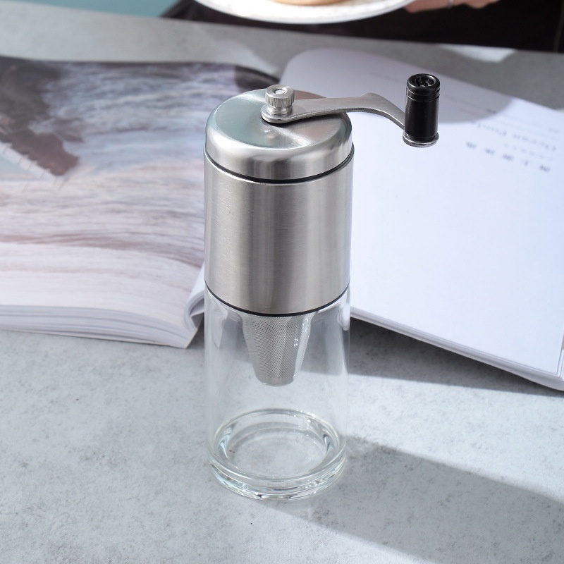 不锈钢手动咖啡豆研磨机家用手摇现磨豆机粉碎器小巧便携迷你水洗