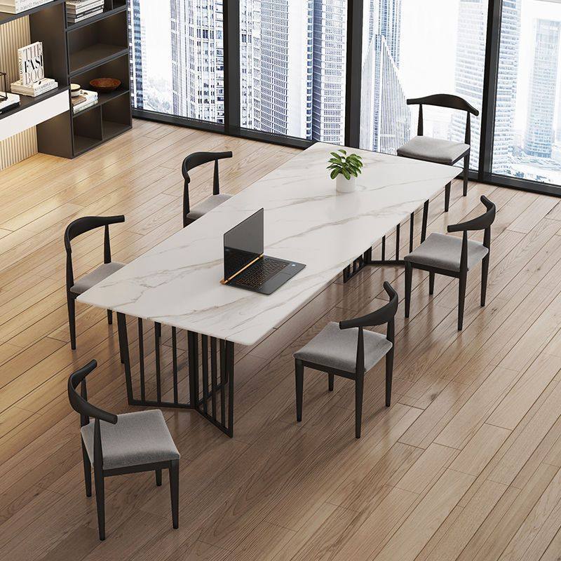 轻奢岩板会议桌长桌椅组合长方形简约办公桌接待洽谈大板桌工作台