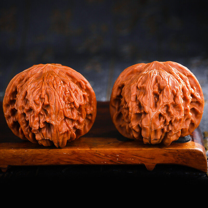 妍韵珠宝 文玩核桃四座楼狮子头盘玩把件物件麻核桃 46-47mm