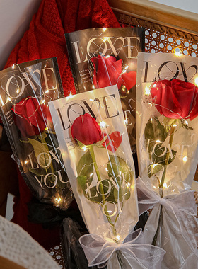 单支花束包装袋新款多支玫瑰鲜花束包装纸手工diy花艺店材料摆摊