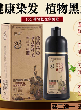 汉丰中华禅洗发水女一洗彩纯棕色染发剂植物盖白发泡泡染色一洗黑