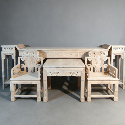 老榆木白茬中堂六件套农