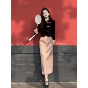 春装 搭配一整套2025新款 新中式 国风旗袍小香风订婚礼服连衣裙套装