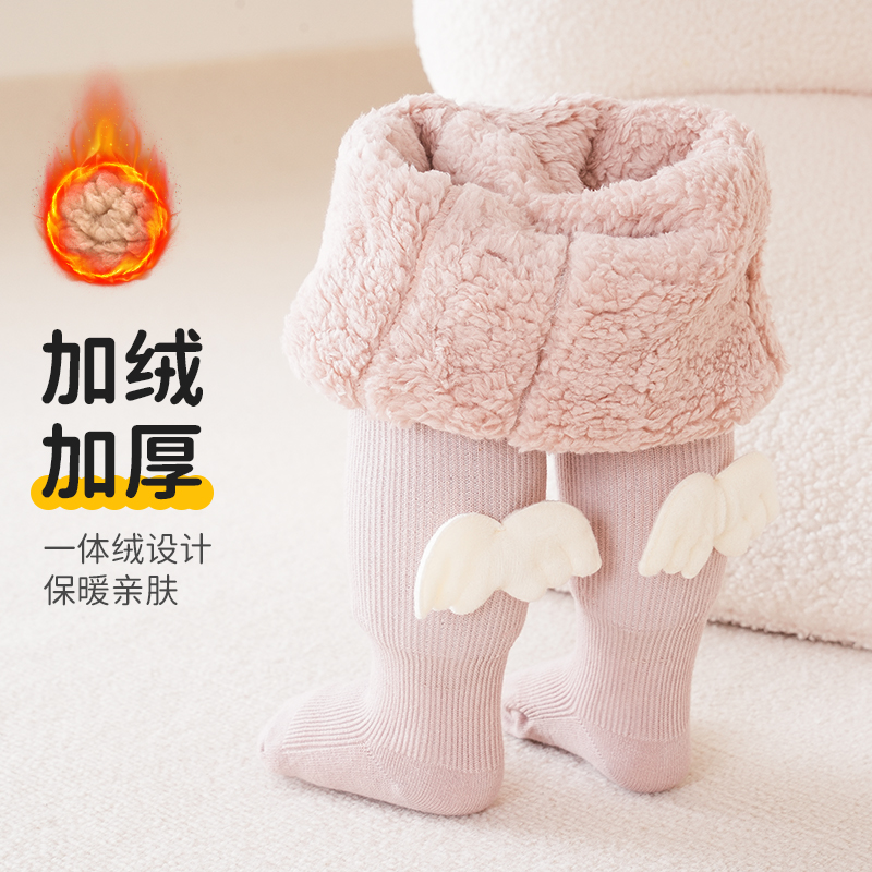 儿童打底裤加绒加厚女超厚云朵绒超厚连脚裤公主超厚保暖连裤袜