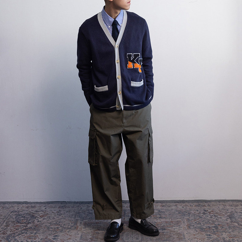 KUFFYLINK v领学院风ivy复古针织开衫毛衣2024秋季新款