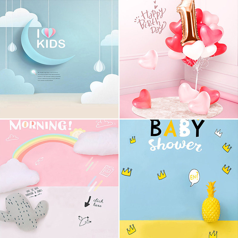 儿童直播背景布3d立体背景墙百天宝宝自拍周岁可爱风格装饰粉色yy网红