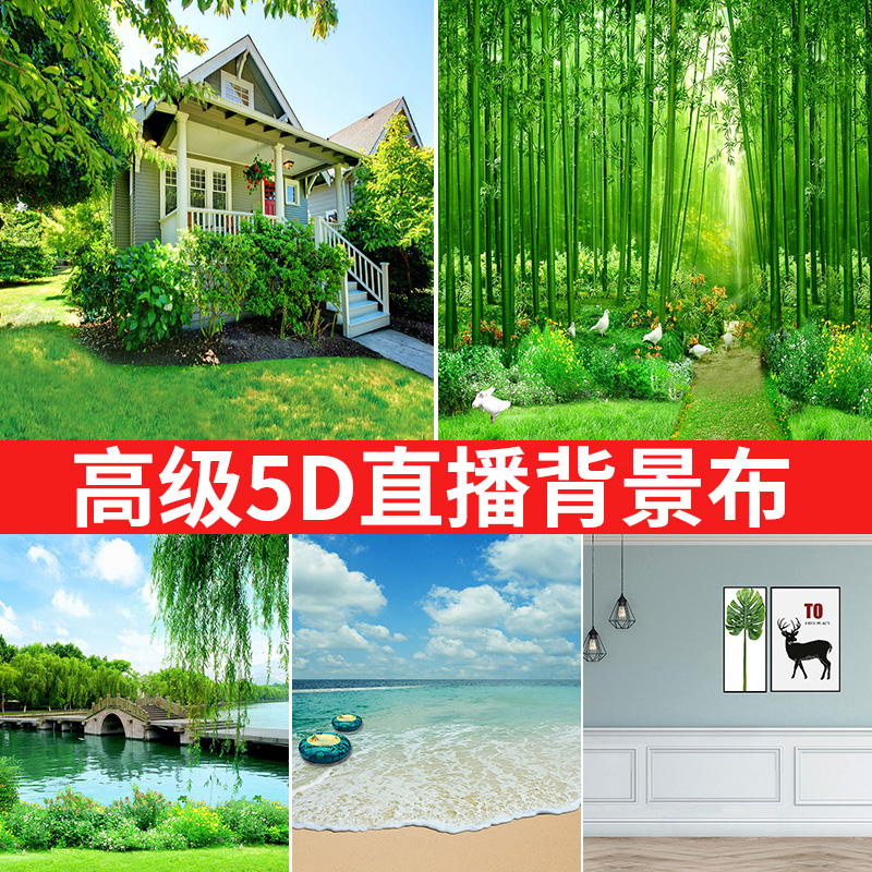 直播背景布5d立体真实高级感3d直播间装饰网红主播拍照背景墙挂布布置农村户外山水抖音高清场景背景壁纸图帘