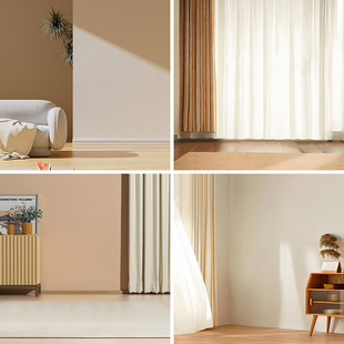 光影窗帘暖色亮光直播背景布3d立体背景墙可定制大尺寸喷绘高清直播间背景墙白色系氛围感高端窗户农产品商拍