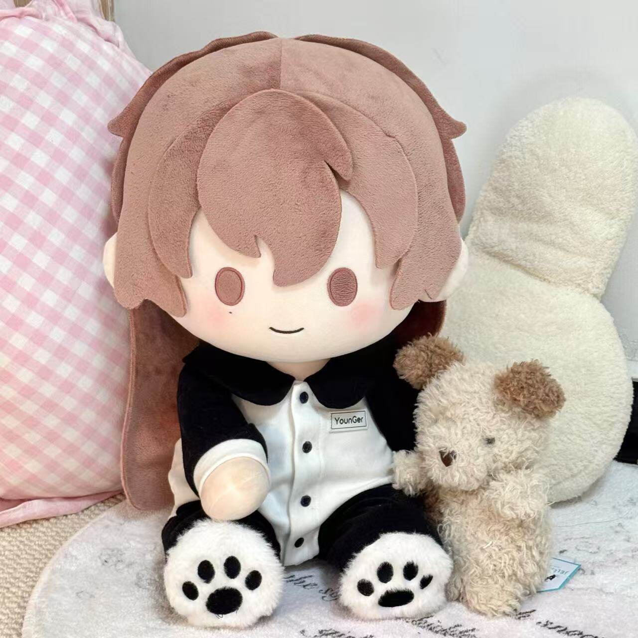 环琪娃衣40cm坐姿娃娃可爱小熊爬爬服小兔爬爬服熊猫连体衣玩偶