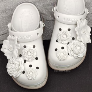 软胶月光灰花束鞋花适配crocs洞洞鞋配饰泡芙小海豚装饰扣