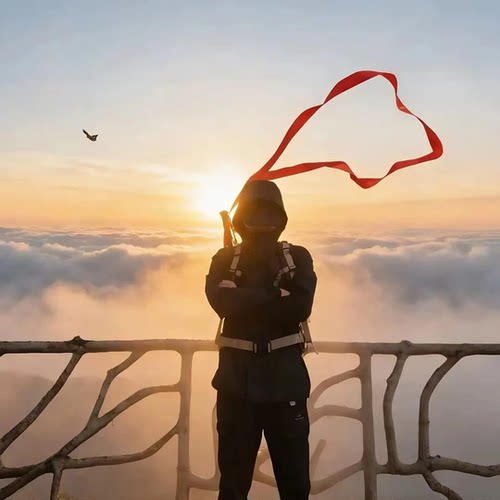 登山杖红丝带4cm户外徒步爬山户外登山拍照出片道具女生旅游纪念