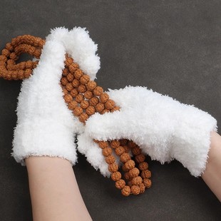 文玩万毛手套加厚白纯棉纳米挂瓷包浆通用把玩星月金刚盘佛珠抛光