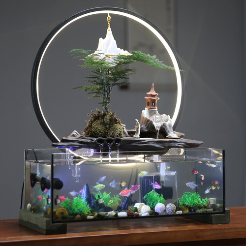 生态鱼缸客厅2024新款流水摆件循环水电视柜旁造景观玄关小型家用