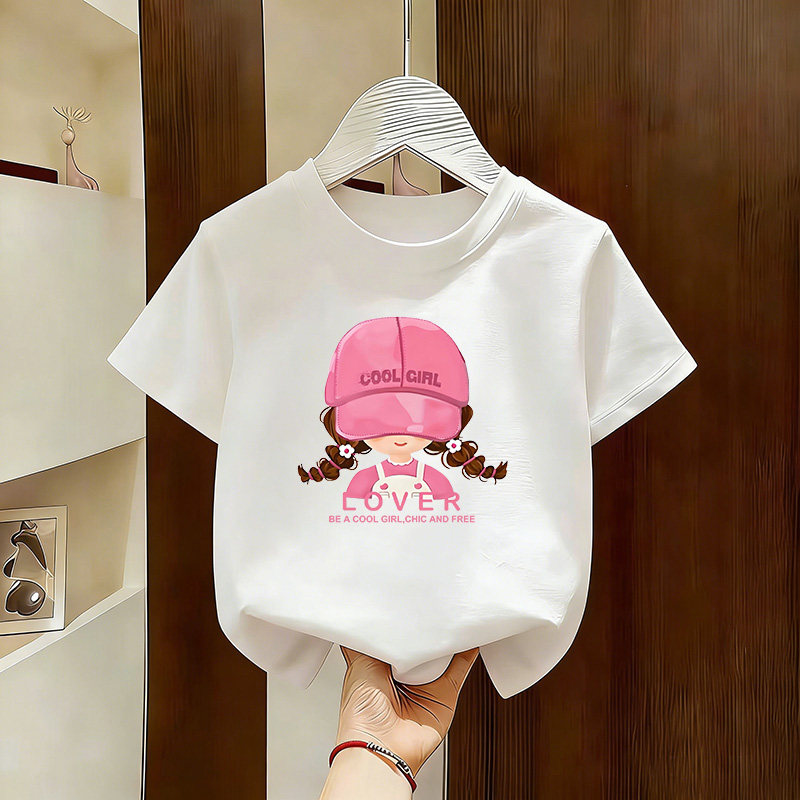 女童短袖t恤2026新款中大童纯棉衣服夏装卡通儿童夏季半袖上衣