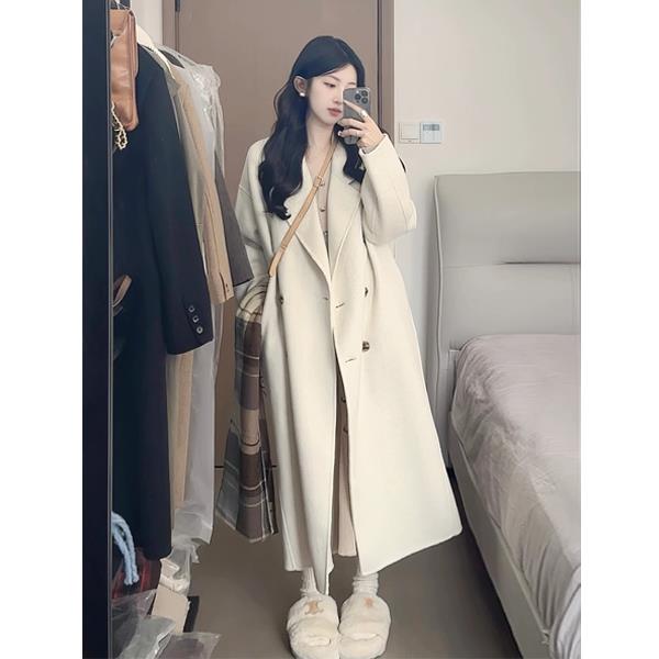 双面羊绒大衣女175高个子超长韩版宽松加长版到脚踝秋冬毛呢外套