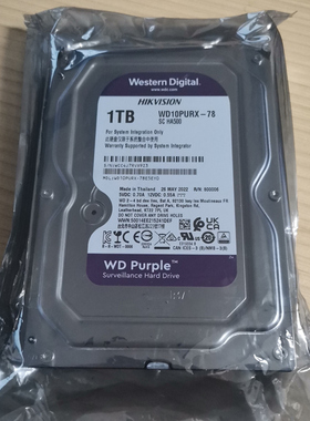 WD/西数 WD10PURX/EJRX 1T 台式机监控录像机 紫盘1TB 台式机硬盘
