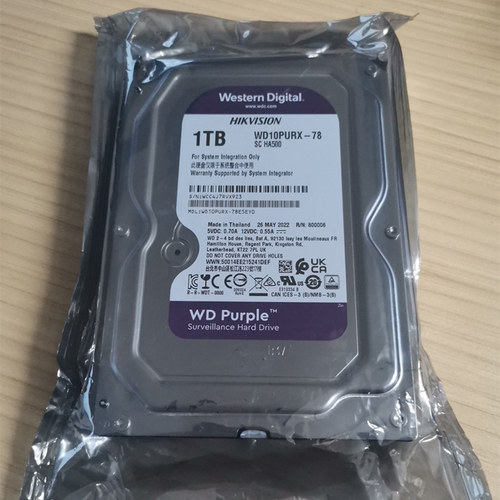 二手 WD/西数1TB紫盘WD10PURX/EJRX 1T 3.5寸 录像机台式监控硬盘
