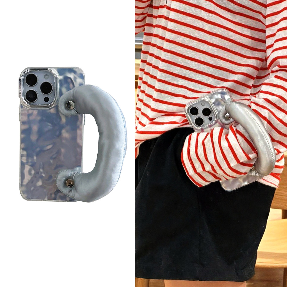 ZEST简约银色手拎腕带手机壳16promax便携硅胶保护壳15一体充棉支架ins风14个性13防摔手提纯色12全包,3C数码配件,手机保护套/壳,淘宝优惠券,粉丝福利购,淘宝优惠卷