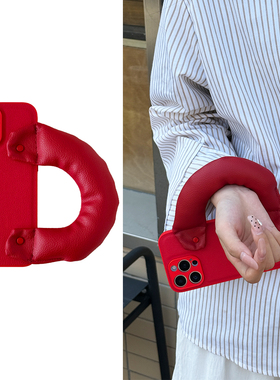 ZEST红色充棉皮腕带便携手机壳适用iphone17promax全包硅胶软壳防摔16防丢15保护壳14防摔防丢13大红12