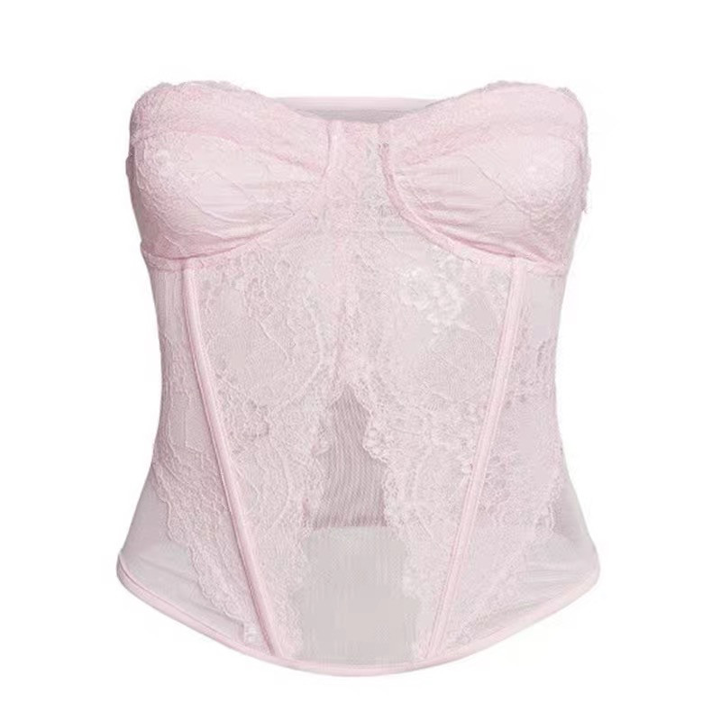 性感蕾丝抹胸上衣女气质显瘦垂感半身裙短裙套装