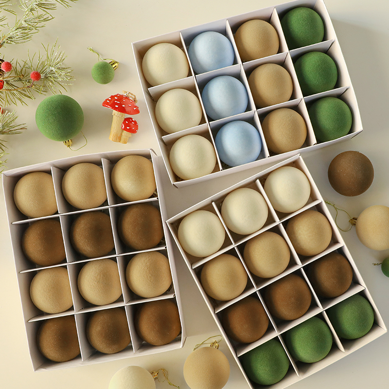 圣诞节装饰植绒盒装球圣诞树挂件