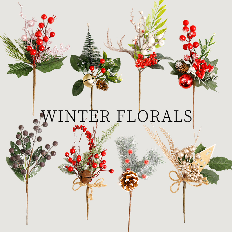 圣诞节装饰品松果铃铛插枝装扮