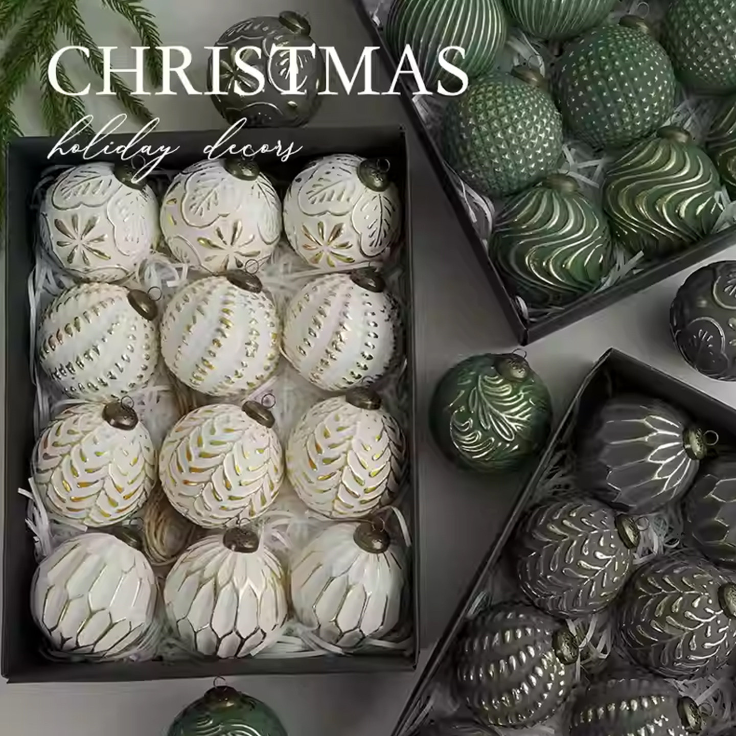 圣诞节装饰品家用圣诞球挂饰圣诞树挂件仿古球diy小吊球场景布置