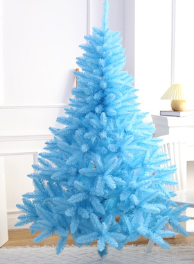 圣诞节植绒裸树1.2/1.5/1.8粉色蓝色家用落地客厅大型圣诞树摆件