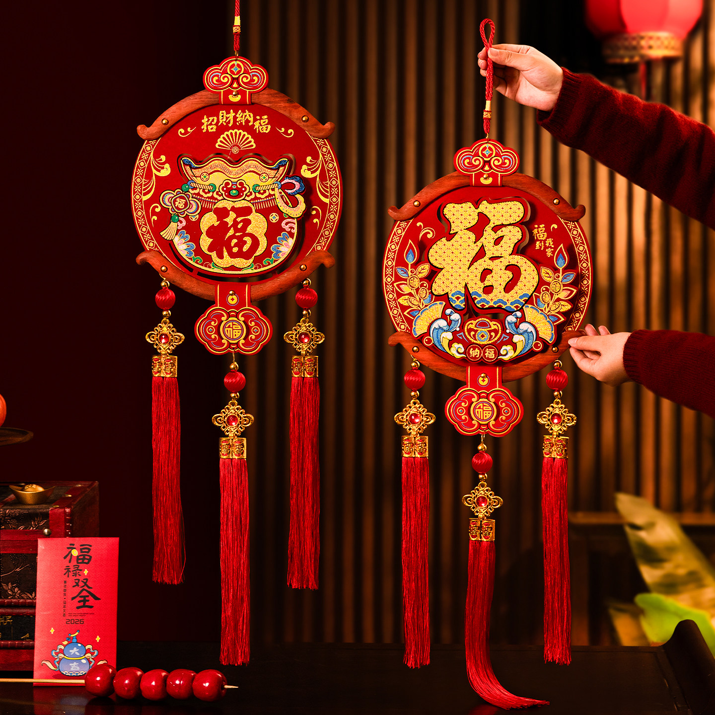 新年挂件2026马年新款玄关背景墙大门挂饰过年春节福字贴装饰布置,节庆用品/礼品,挂饰/生肖挂饰,淘宝优惠券,粉丝福利购,淘宝优惠卷